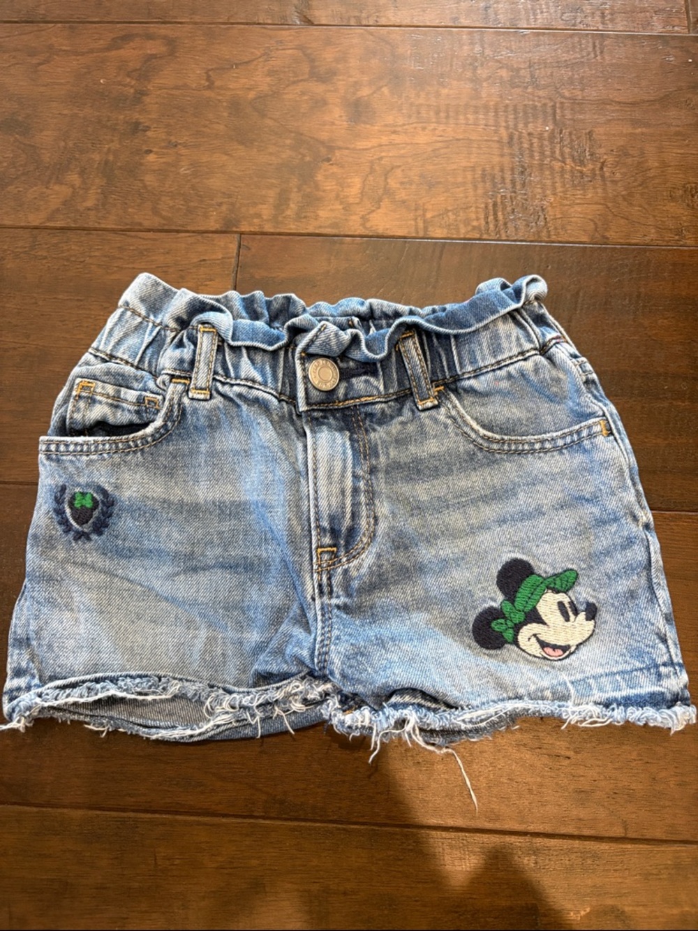 GAP Light Blue Denim Shorts with Green Character Embroidery